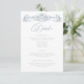 Elegante Dusty Blue Chinoiserie Cherub Wedding Informatiekaartje (Staand voorkant)