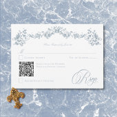 Elegante Dusty Blue Chinoiserie Cherub Wedding QR RSVP Kaartje