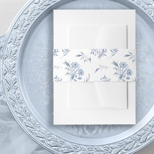 Elegante Dusty Blue Chinoiserie Uitnodigingen Wikkel