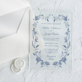Elegante Dusty Blue Chinoiserie Wedding Acryl Uitnodigingen