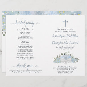 Elegante Dusty Blue Floral Katholieke bruiloft pro