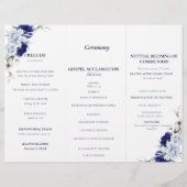 Elegante Dusty Blue Navy Bloemen Trouwprogramma (Achterkant)