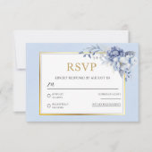 Elégante Dusty Blue or Floral Wedding Carte RSVP (Devant)
