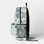 Elegante Dusty Blue Waterverf Rozen Bedrukte Rugzak (Rechts)