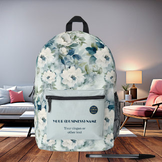 Elegante Dusty Blue Waterverf Rozen Bedrukte Rugzak