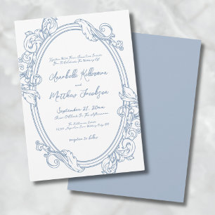 Elegante   Dusty Blue Wedding Kaart