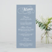 Elegante Dusty Blue Wedding Menu Sjablonen (Staand voorkant)