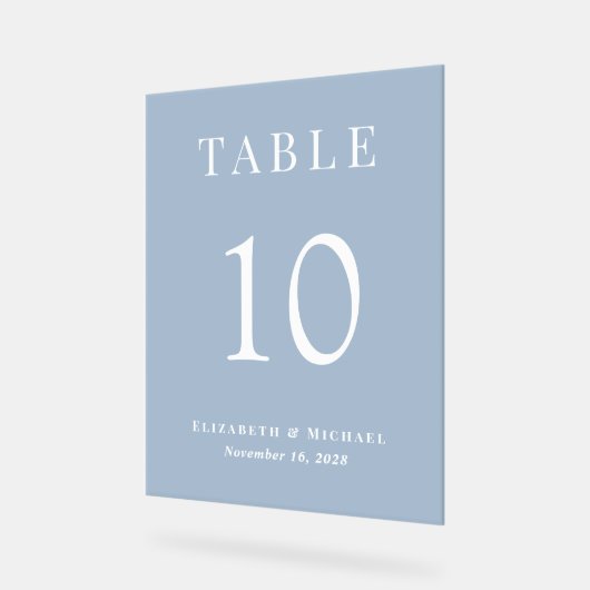 Elégante Dusty Blue Wedding Réception Numéro de ta (Angle)