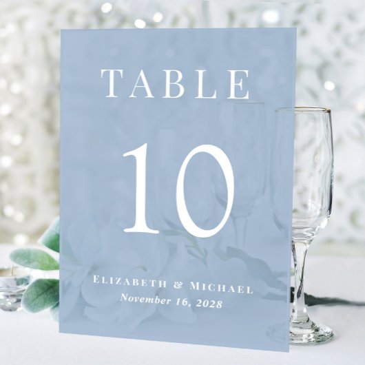 Elégante Dusty Blue Wedding Réception Numéro de ta