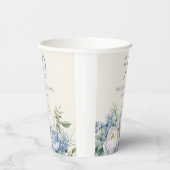 Elegante Dusty Blue White Floral 50ste Verjaardag  Papieren Bekers (Rechts)