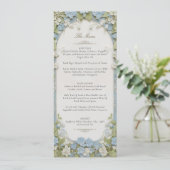 Elegante Dusty Blue & White Floral Monogram Kaart (Staand voorkant)