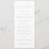 Elegante Dusty Blue & White Wedding Menu (Voorkant)