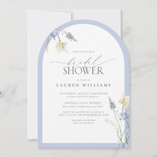 Elegante Dusty Blue Wildflower Vrijgezellenfeest A Kaart (Voorkant)