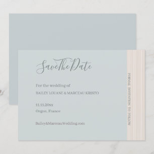 Elegante Dusty Blue Wood Grain Save The Date Weddi Kaart