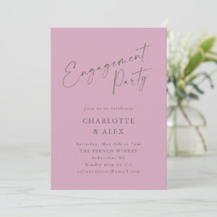 Elegante Dusty Mauve Calligraphy Engagement Party Kaart