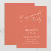 Elegante Dusty Oranje Script Engagement Party Kaart (Voorkant / Achterkant)