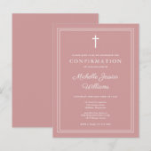 Élégante Dusty Rose rose Confirmation Invitation (Devant / Derrière)