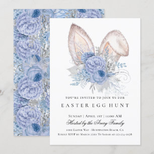 Elegante Easter Egg Hunt Bloemen Blauw Kaart