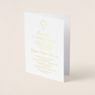 Elegante echte goud folie meisje eerste heilige co kaarten