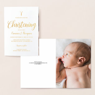 Elegante echte gouden metallic folie Baby doop Kaarten