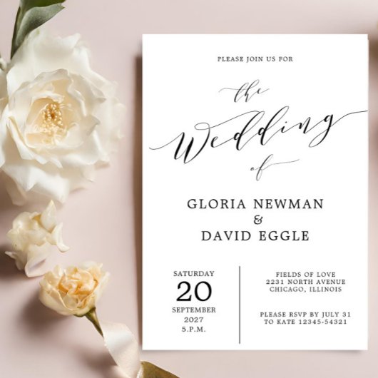 Élégante écriture Calligraphie Faire-part de maria