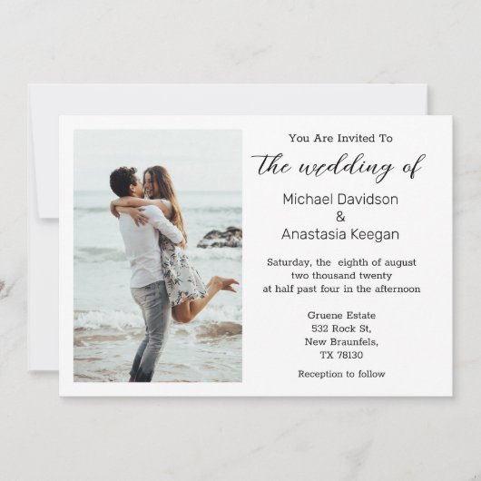 élégante écriture chic plage mariage invitation ph (Devant)