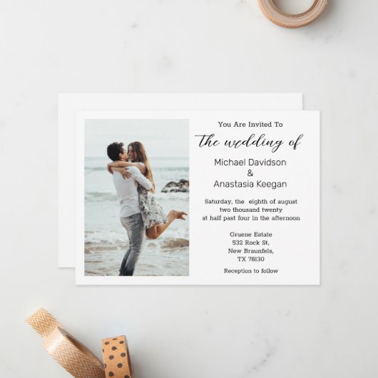 élégante écriture chic plage mariage invitation ph (Devant/Arrière en situation)