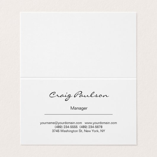 Élégante écriture manuscrite Carte de visite noir  (Extérieur déplié)