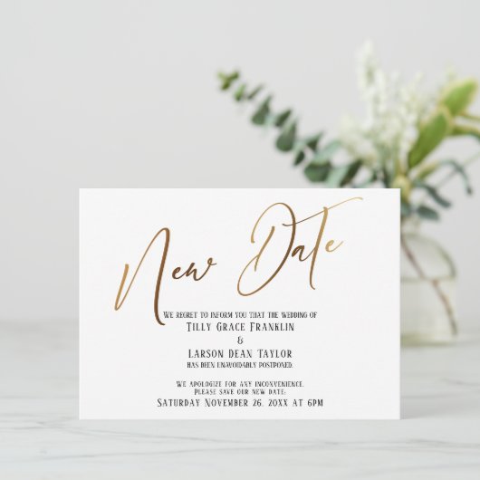 Élégante écriture manuscrite or Nouveau Faire-part (Debout devant)