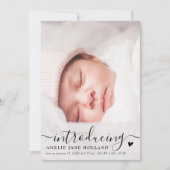 Élégante écriture manuscrite photo Faire-part bébé (Devant)