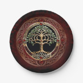 Elegante edele boom van het leven met keltische kn papieren bordje (Voorkant)