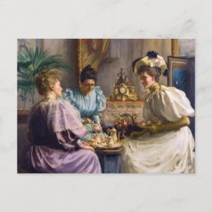 Elegante Edwardiaanse theemiddagbijeenkomst Briefkaart