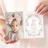 Elegante Een Gekke Gans Roze Boog Meisje 1e Verjaa Kaart