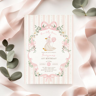 Elegante Een Gekke Gans Roze Boog Meisje 1e Verjaa Kaart