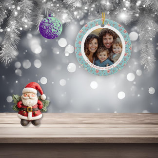 Elegante Eend Ei Holly Kerstfoto Keramisch Ornament