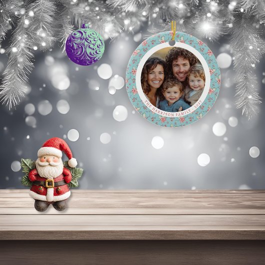 Elegante Eend Ei Holly Kerstfoto Keramisch Ornament