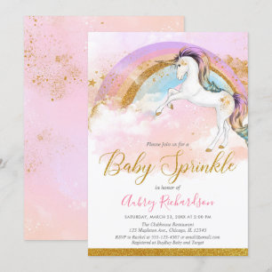 Elegante eenhoorn baby strooi meisje pastel regenb kaart