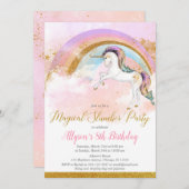 Elegante eenhoorn sluimer feest verjaardag roze go kaart (Voorkant / Achterkant)