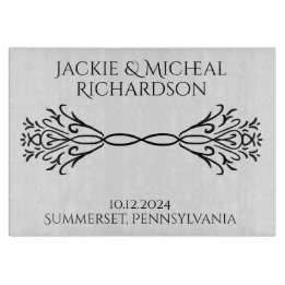 Elegante eenvoudige aangepaste namen Datum Bruilof Snijplank