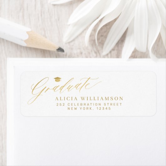 Elegante eenvoudige afstuderen gouden script afstu etiket (Insitu)