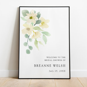 Elegante Eenvoudige Aquarel Bruiloft Feest Welkom Poster