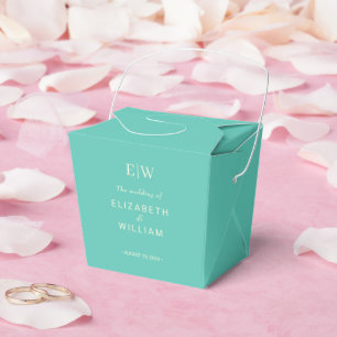 Elegante Eenvoudige Aquatische Awe met Monogram Hu Bedankdoosjes