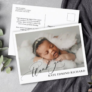 Elegante Eenvoudige Baby Foto Geboorteaankondiging Briefkaart