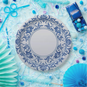 Elegante eenvoudige blauw-witte bloem chinoiserie  papieren bordje