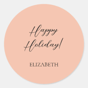 Elegante eenvoudige blauwe vakantie wens ronde sticker