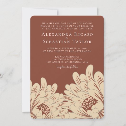 Elegante Eenvoudige Bloemige Bruiloft (Voorkant)