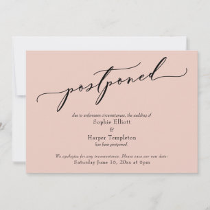 Elegante Eenvoudige Blush Roze Uitgestelde Trouwka Kaart