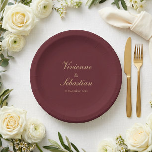 Elegante Eenvoudige Bourgondiër Schrift Minimalist Papieren Bordje