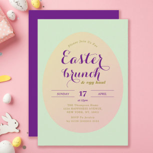 Elegante Eenvoudige Easter Brunch Egg Hunt Groen P Kaart