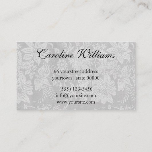 Elegante eenvoudige florale damast visitekaartje (Achterkant)